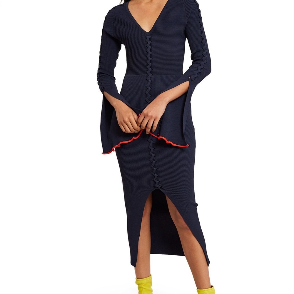 Opening Ceremony Blue Knit Dress w/ Orange Trim
